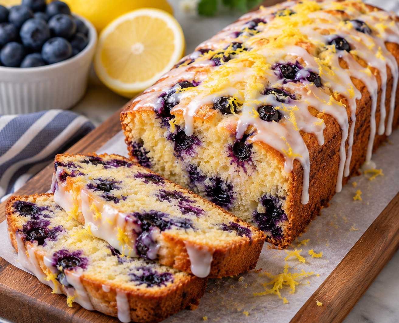 Homemade Easy Keto Blueberry Lemon Bread