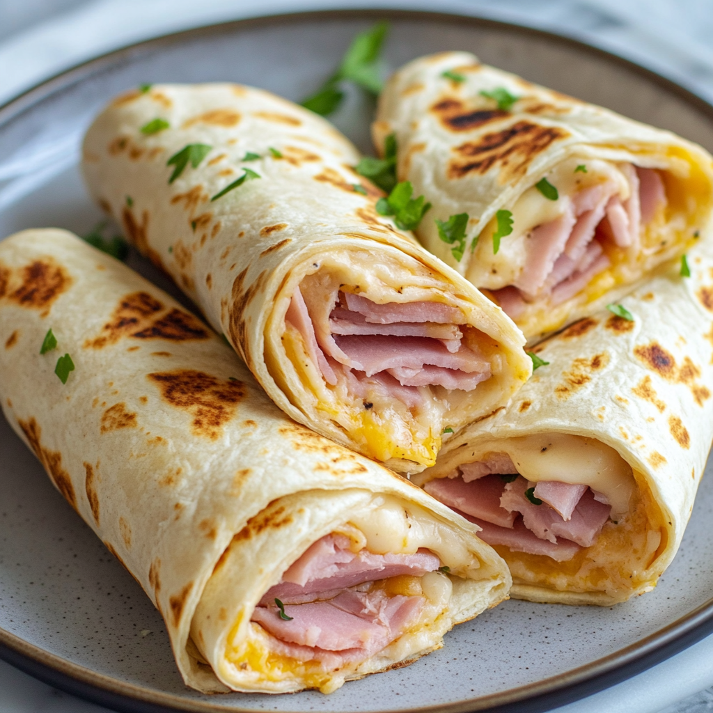 Hot Ham and Cheese Wraps in the Air Fryer