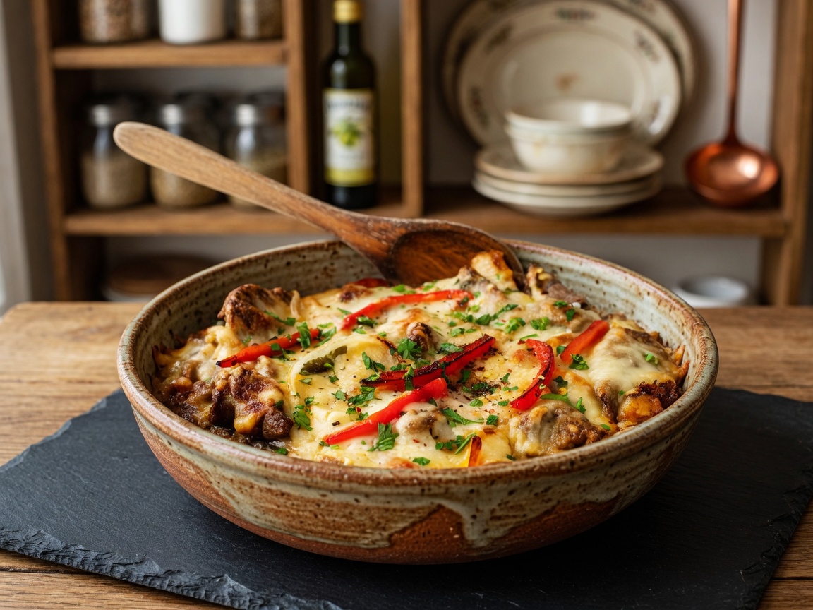 Easy Low Carb/Keto Philly Cheesesteak Casserole