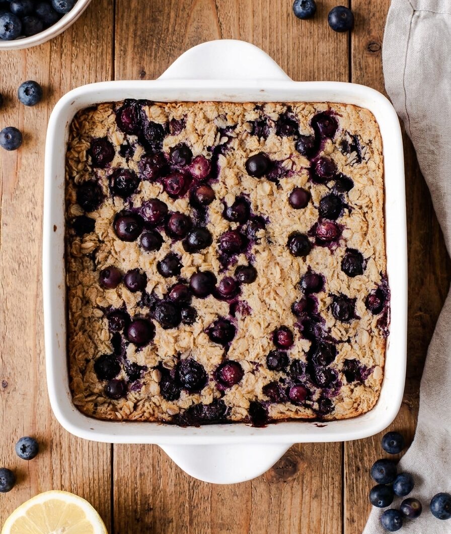 Healthy Lemon Blueberry Baked Oatmeal – Gluten Free!