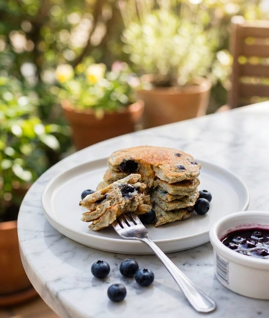 The Best Blueberry Protein Pancakes – 4 Ingredients!