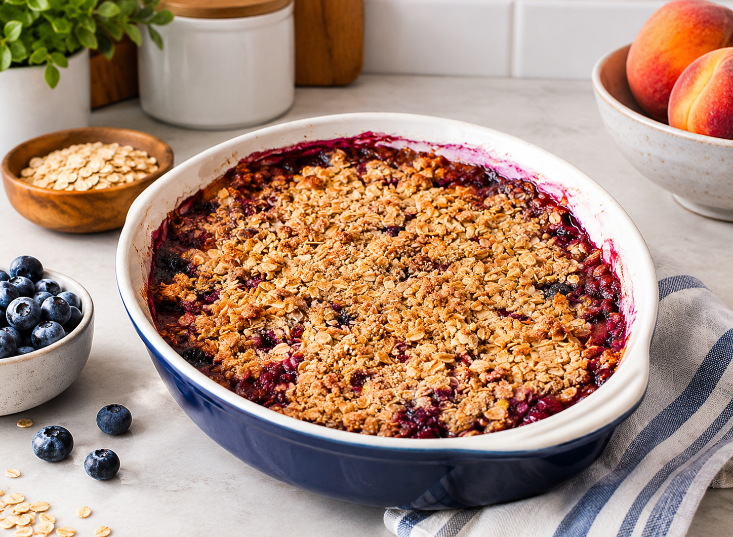 Healthy Blueberry Peach Crisp Recipe with Oat Crumble