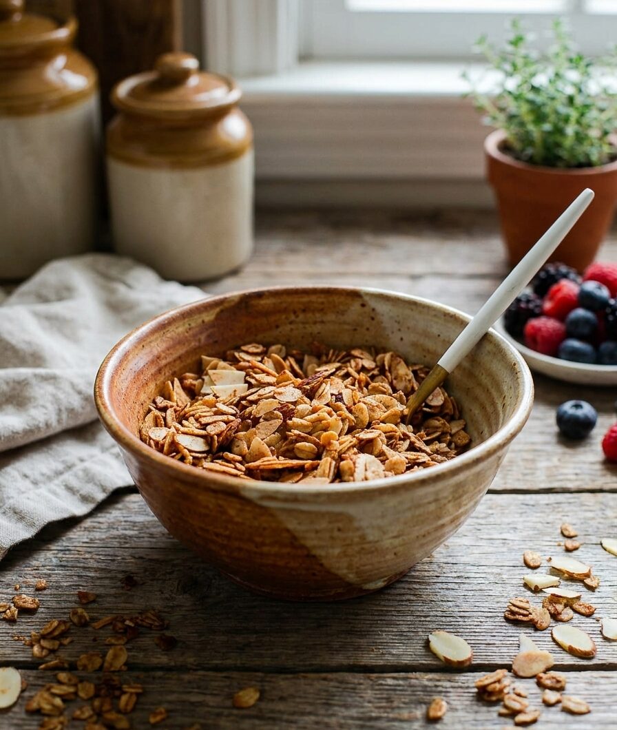 Almond Maple Olive Oil Granola Recipe – Low Sugar